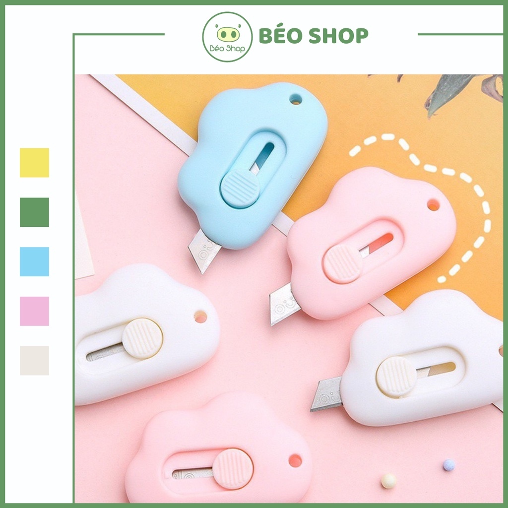 ☒✚✠ rọc giấy hình đám mây Béo shop nhỏ gọn dễ thương lưỡi dao tự rút an toàn tiện lợi
