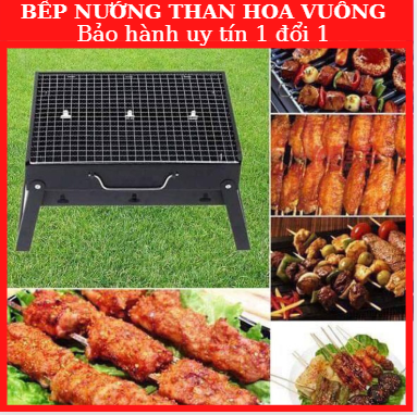 Bếp Nướng Than Hoa Vuông Cao Cấp - Bếp nướng tiện lợi - Bếp nướng Ngoài Trời - Bếp nướng gấp gọn thông minh - Bếp Nướng Than Củi - Bếp Nướng Không Khói - Tặng Kèm Vỉ Nướng