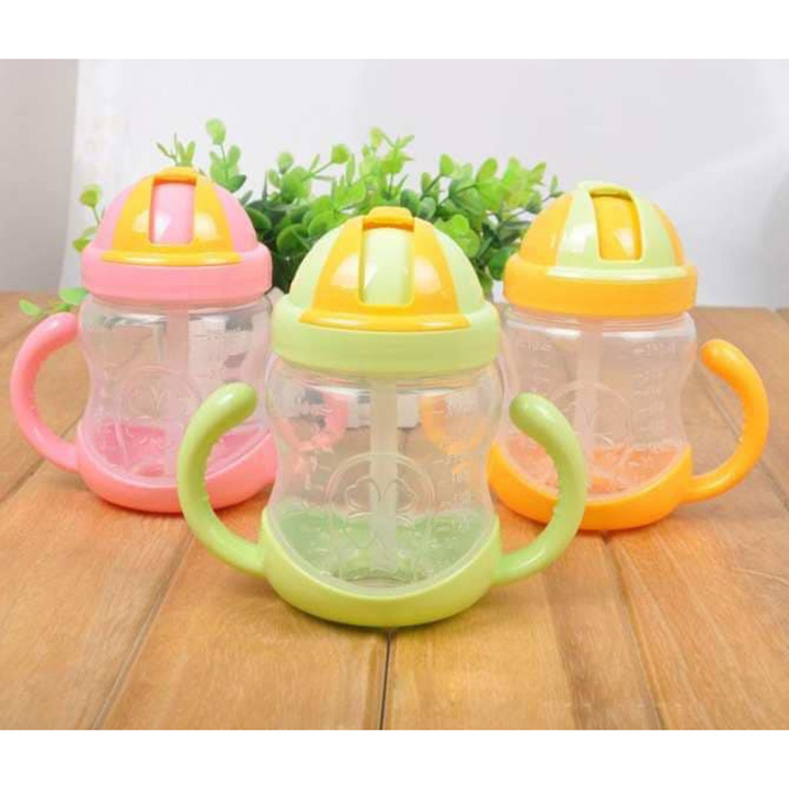 Bình uống nước, uống sữa, tập hút chống đổ có tay cầm cho bé 280ml