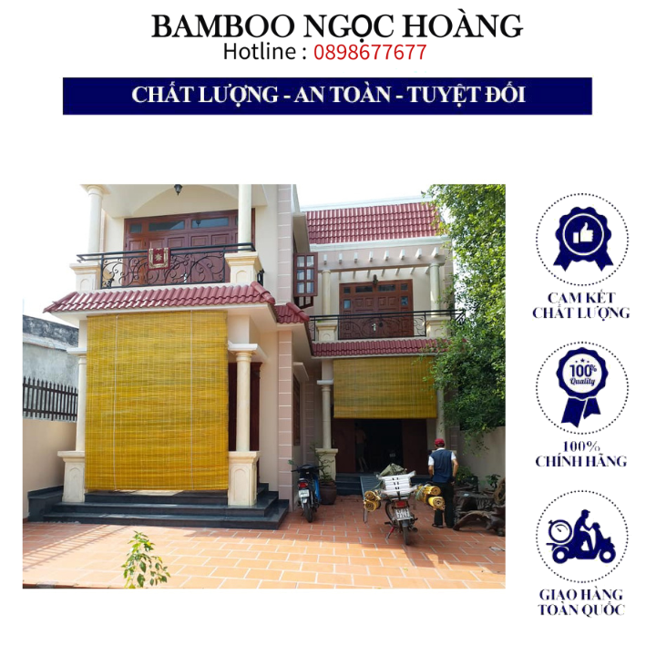 Mành sáo trúc che mưa nắng treo ban công, rèm tre treo cửa sổ hành lang khổ 1m5, 2m, 2m5, 3m