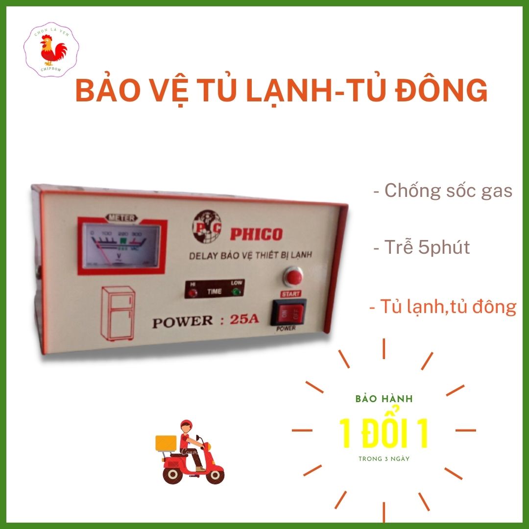 Bảo vệ tủ lạnh Delay 25A hàng tiêu chuẩn