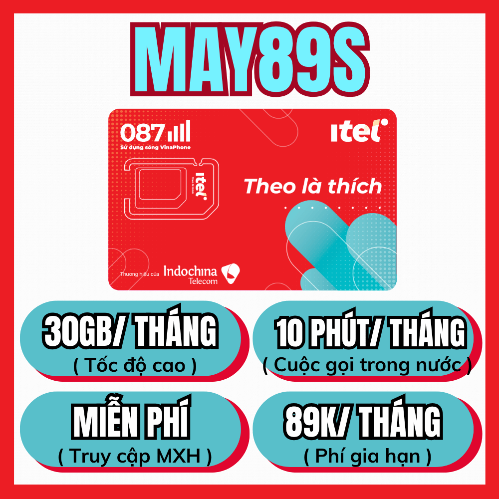  SIM ITEL Vinaphone Miễn phí tháng đầu  TẶNG 3GB NGÀY DATA TỐC ĐỘ CAO Xem Video không tốn Data MAY35 MAY69S MAY79 MAY89S . FREESHIP - CHƯA KÍCH HOẠT 