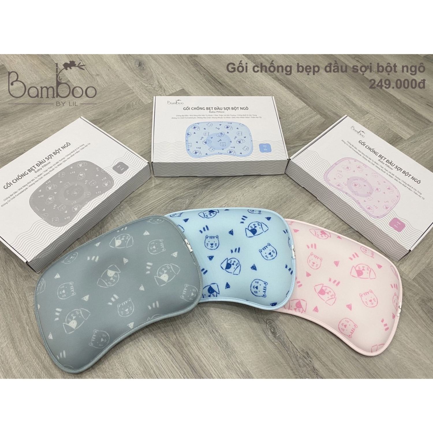 gối chống bẹp đầu sợi bột ngô bamboo by lil mẫu mới cho bé minizon kids 2