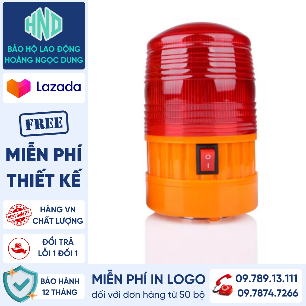 Đèn chớp, đèn cảnh báo an toàn lao động, đèn an toàn lao động bằng pin có đế nam châm. đèn led an toàn lao động công trình xây dựng