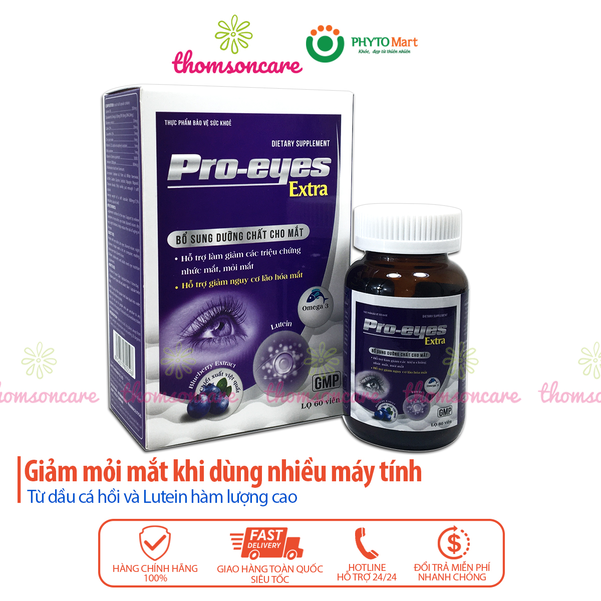 PRO - EYES extra Dinh dưỡng cho mắt proeye giảm nhức mắt , mỏi mắt , mờ mắt , quáng gà