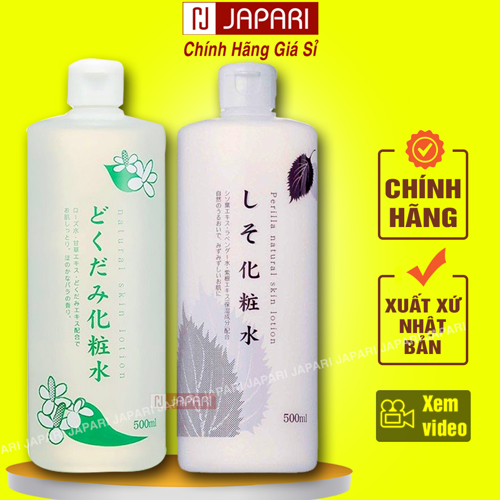 Toner Diếp Cá Dokudami Natural Skin Lotion 500ml CHÍNH HÃNG NHẬT BẢN - Nước Hoa Hồng Dokudami Diếp Cá Tía Tô Tonner- Xà Phòng Ngừa Mụn Diếp Cá - Lotion Dưỡng Da Ngừa Mụn Dokudami - Toners Rau Diếp Cá Japari