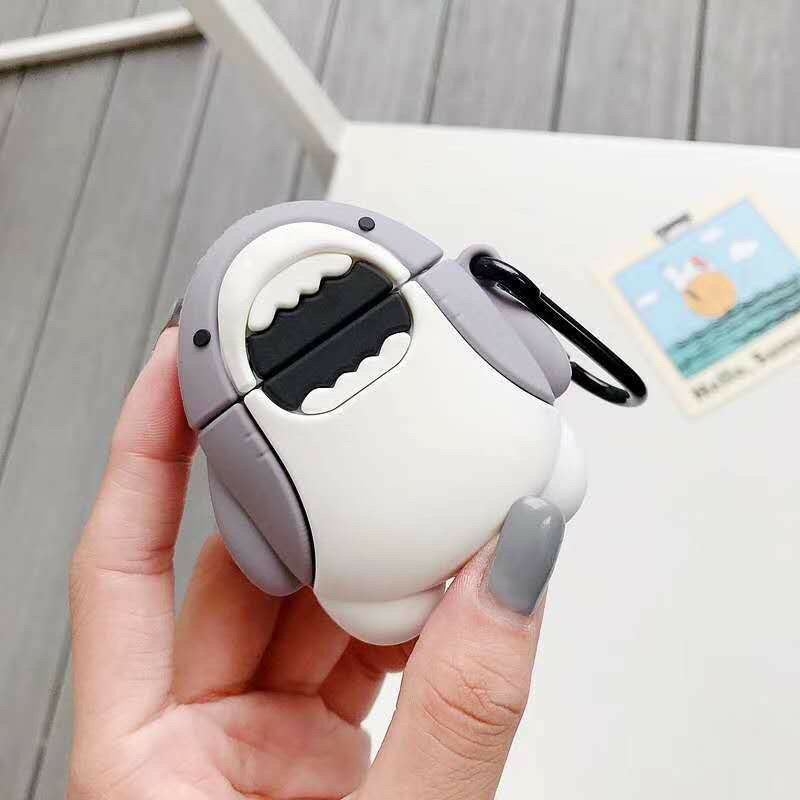 ☘️Tặng kèm móc treo☘️ Case bao airp 1 2 Pro 3 Stupid&Cute Shark Cá mập con - Vỏ bọc đựng tai nghe không dây airps