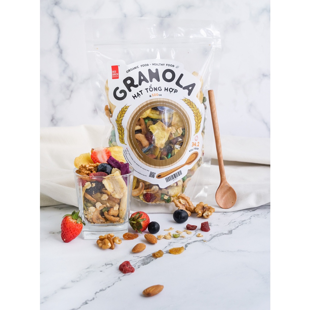 Combo siêu hạt granola mix 11 hạt và bánh ngói hạnh nhân healthy dành cho eatclean mo&ch