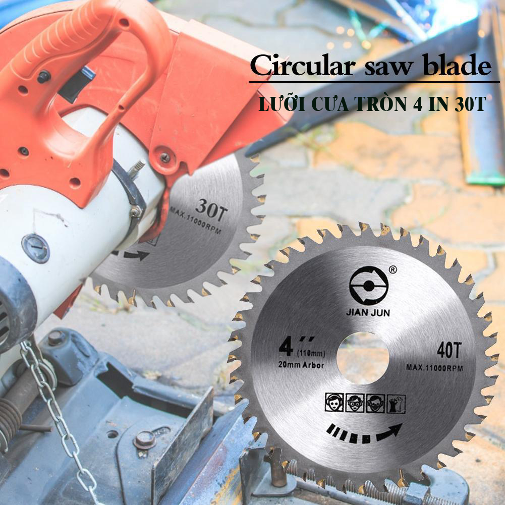 Lưỡi cưa gỗ chính hãng JIAN JUN  Lưỡi cưa gỗ cầm tay kích  4inch 30T, Lưỡi Cắt Tạo Hình Điêu Khắc Gỗ Gắn Máy Mài