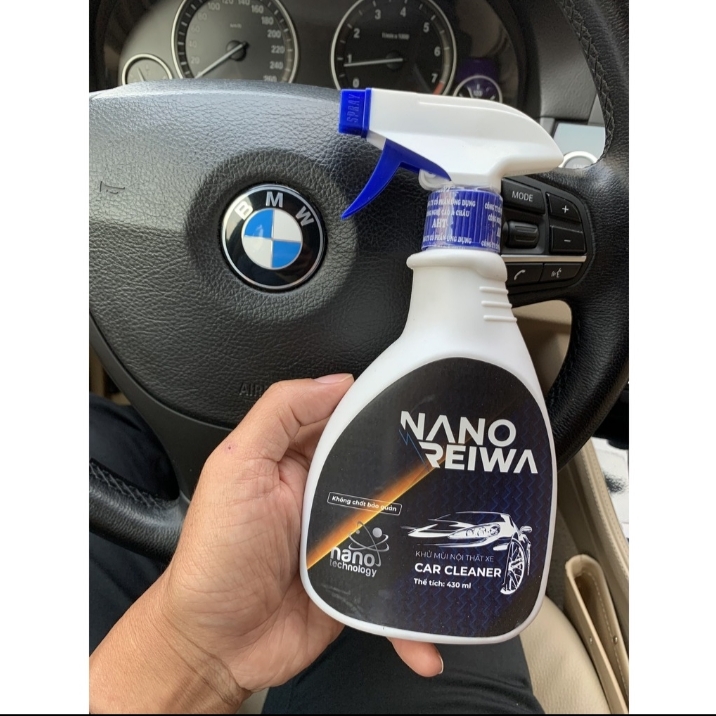 Dung dịch diệt khuẩn, khử mùi ô tô Nano Reiwa chai xịt 420ml - mùi bạc hà, Chai xịt Diệt khuẩn khử mùi ô tô, khử mùi văn phòng, .......