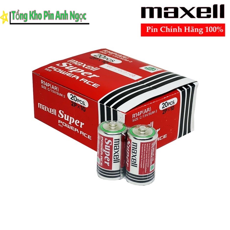 Vỉ 2 viên pin trung r14p chính hãng maxell