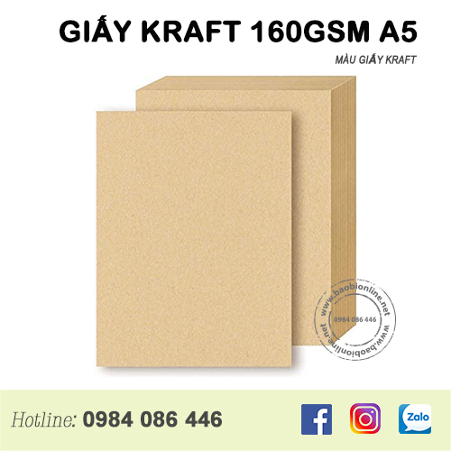 10 tờ khổ a5 giấy xi măng giấy kraft nhật định lượng 160gsm