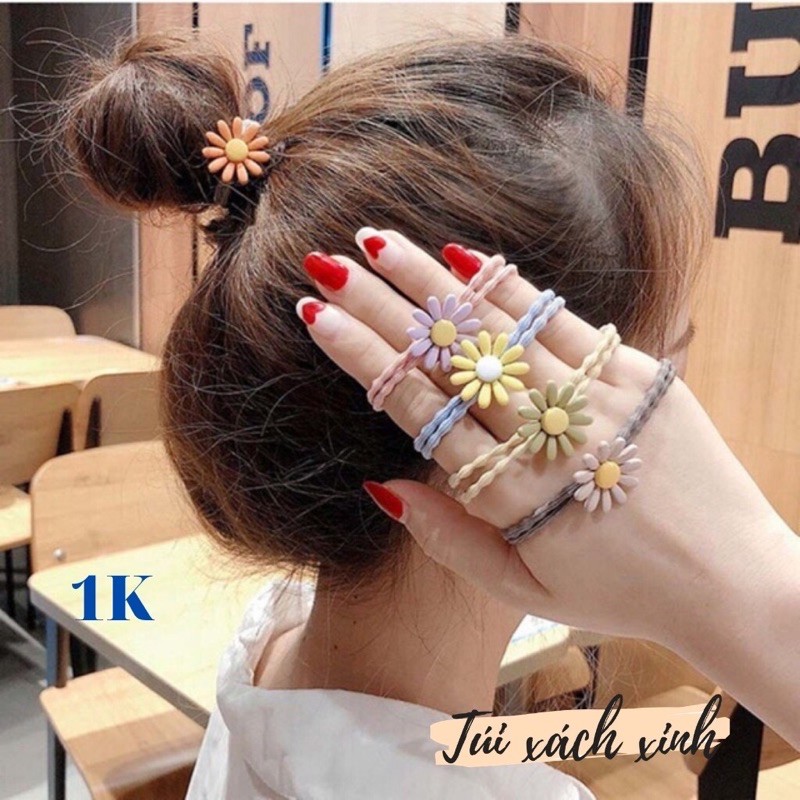 Dây cột tóc nhiều màu hoa cúc siêu xinh, dây thun buộc tóc nữ Hàn Quốc hot trend (Giao hình ngẫu nhiên)