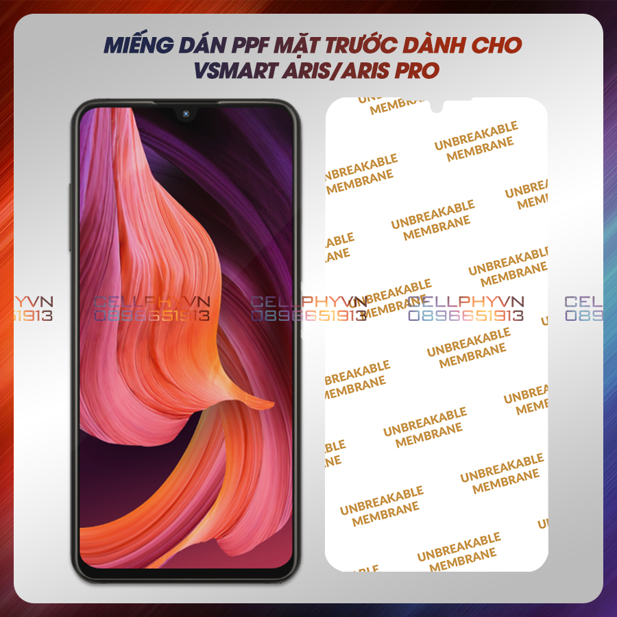 Miếng dán màn hình mặt trước ppf dành cho vsmart aris / aris pro
