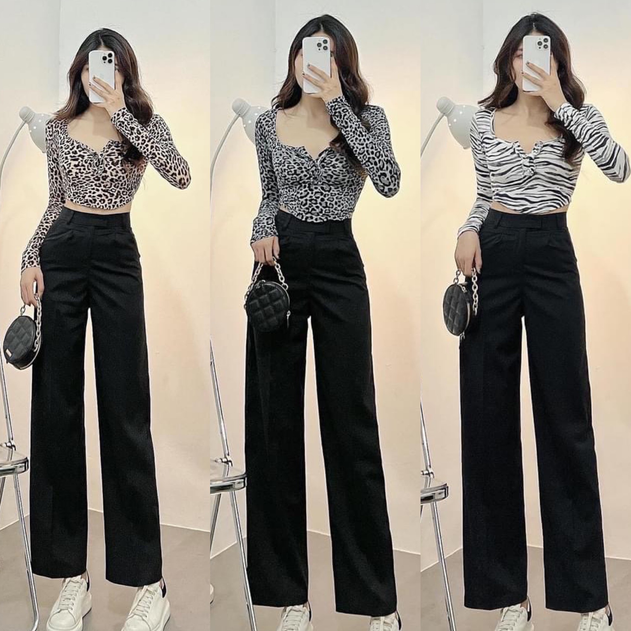 Áo croptop da beo nút bấm tay dài - tay ngắn siêu xinh MÓM STORE