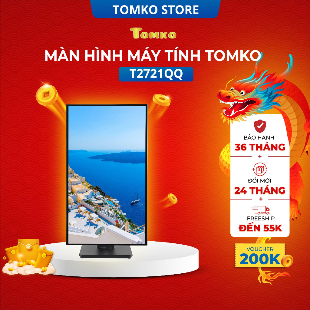 Màn hình máy tính 27 inch, màn hình gaming t2721qq 27 inch – tấm nền ips tần số quét 75hz- màn hình giá rẻ - hàng chính hãng