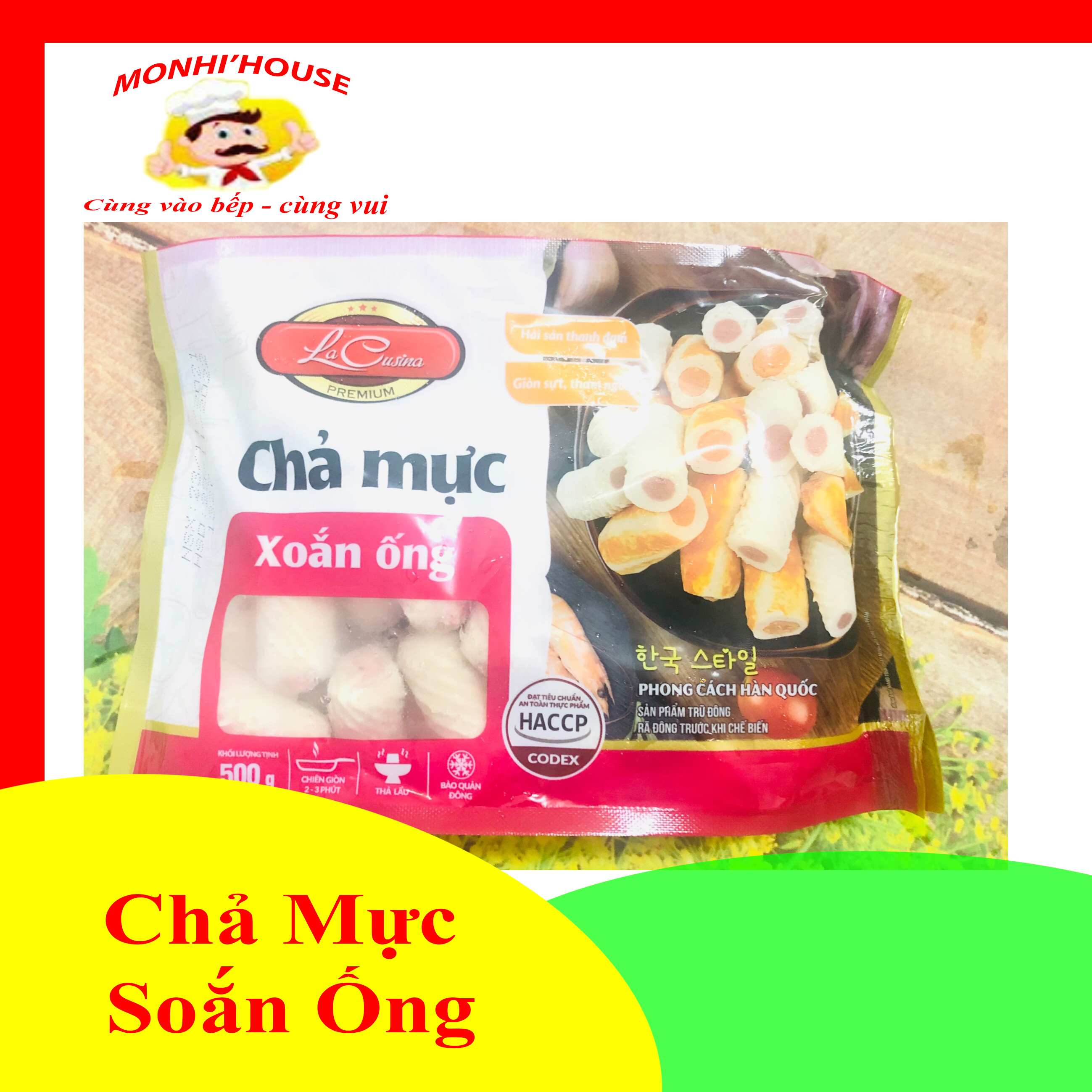 1Kg chả mực xoắn ống Lacusina(Gồm 2 hộp 500g)