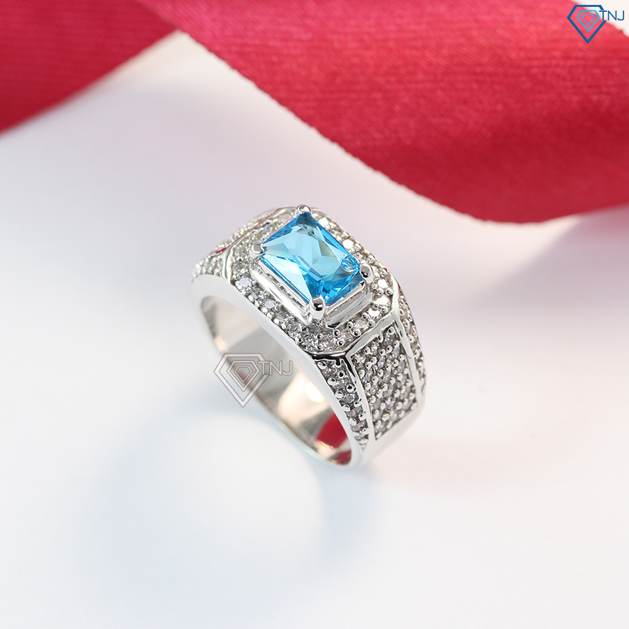 Nhẫn bạc nam đính đá xanh dương NNA0096 - Trang Sức TNJ