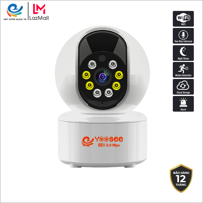 [99 điểm] Camera WIFI IP VIET STAR YS2031 3.0MP- Độ phân giải 3.0MP Full HD 1080P-Chức năng phát hiện chuyển động- Thiết kế nhỏ gọn- Ban đêm hỗ trợ hồng ngoại- Bảo hành 12 tháng YS2031