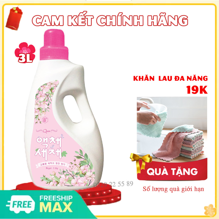 [QUEEN MÀU HỒNG] Nước Giặt Quần Áo Nữ Hoàng Queen 3L- Tẩy nhanh vết bẩn, Mềm Vải, Thơm Lâu, Không Kích Ứng Da Kể Cả Da Em Bé