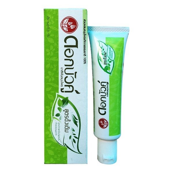Kem đánh răng thảo dược Thái Lan DOKBUAKU truyền thống 25gr hơi thở thơm tho trắng răng hộp xanh lá