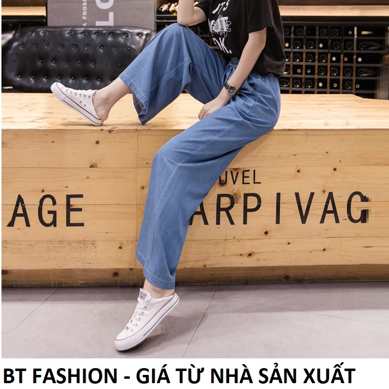 Quần Jean Ống Rộng, Lưng Thun Thời Trang Mới BT Fashion (JE01) + Hình Thật