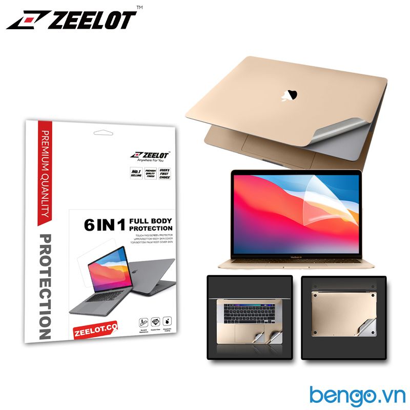 Bộ dán full zeelot diamond guard 6 in 1 macbook air 13" 2020/m1/pro 13" 2020/pro 16"