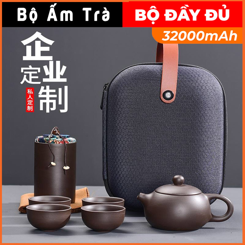 Bộ ấm pha trà tử sa bộ 6 món - bộ bình trà tử sa mini có túi đựng đi du lịch tiện lợi gồm 1 ấm trà, 4 tách, 1 bình đựng trà nbh laz police
