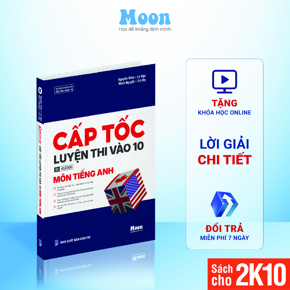 Sách Cấp Tốc Luyện Thi Vào 10 Môn Tiếng Anh Ôn thi 9 lên 10 MoonBook 