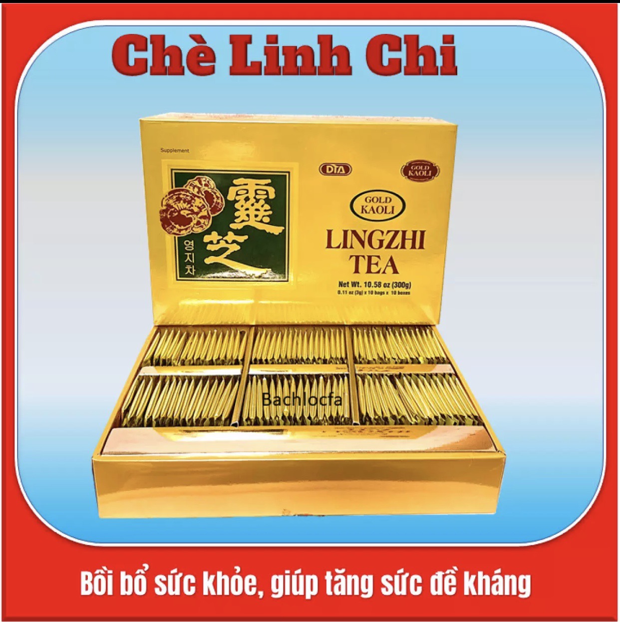 Trà linh chi gold kaoli nhập khẩu hàn quốc 300gr - 100 gói x 3gr - trà linh chi