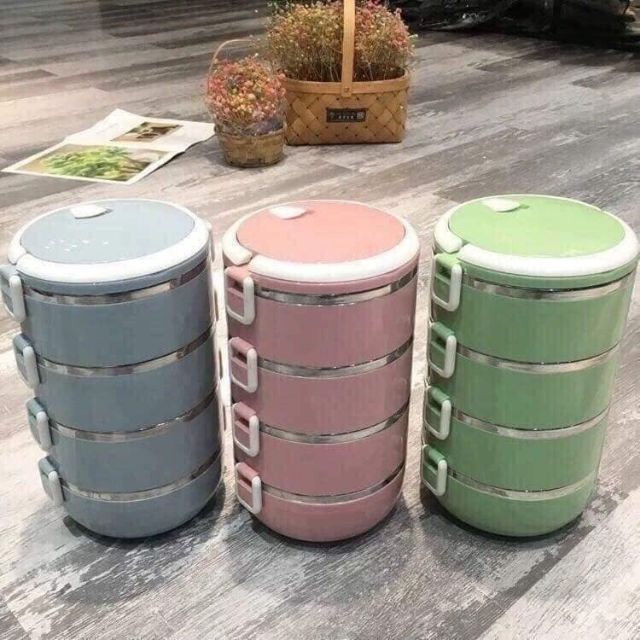 Cặp lồng cơm lúa mạch 4 tầng to rộng - tương đương 2800ml