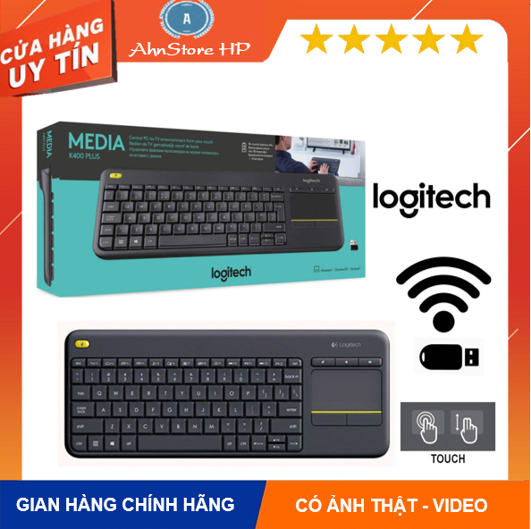 Bàn phím cảm ứng không dây Logitech K400 Plus chính hãng-Bảo Hành 12 Tháng