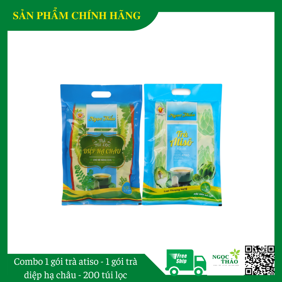 [FREE SHIP]Bộ 1 gói trà Atiso 1 gói trà Diệp hạ châu túi lọc - Ngọc Thảo - Tốt cho gan, thanh nhiệt