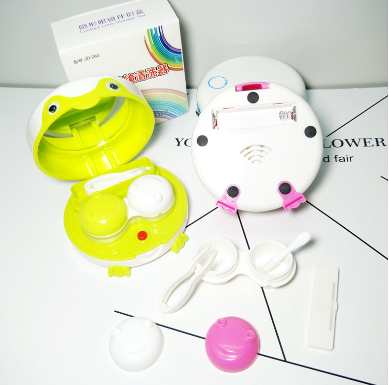 Máy Rửa Lens Con Ếch Hàn Quốc Màu Xanh , Trắng , Hồng – Chức Năng Tự Động Rửa Kính Áp Tròng - Lens