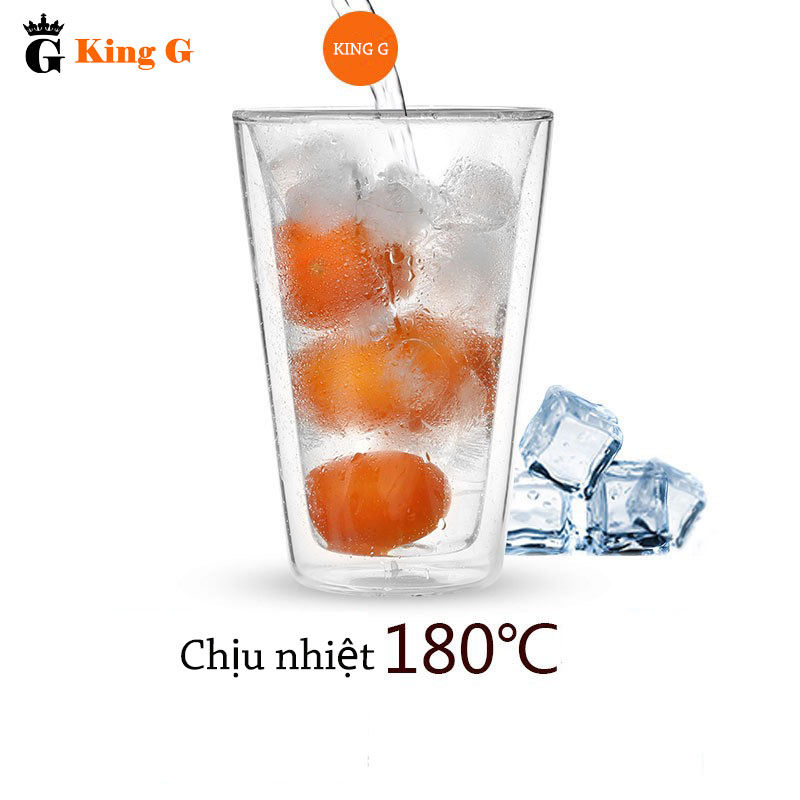 Cốc 2 lớp king g - cốc thủy tinh,ly thủy tinh dáng thẳng 2 lớp cách nhiệt cao cấp dung tích 400ml -c2l03