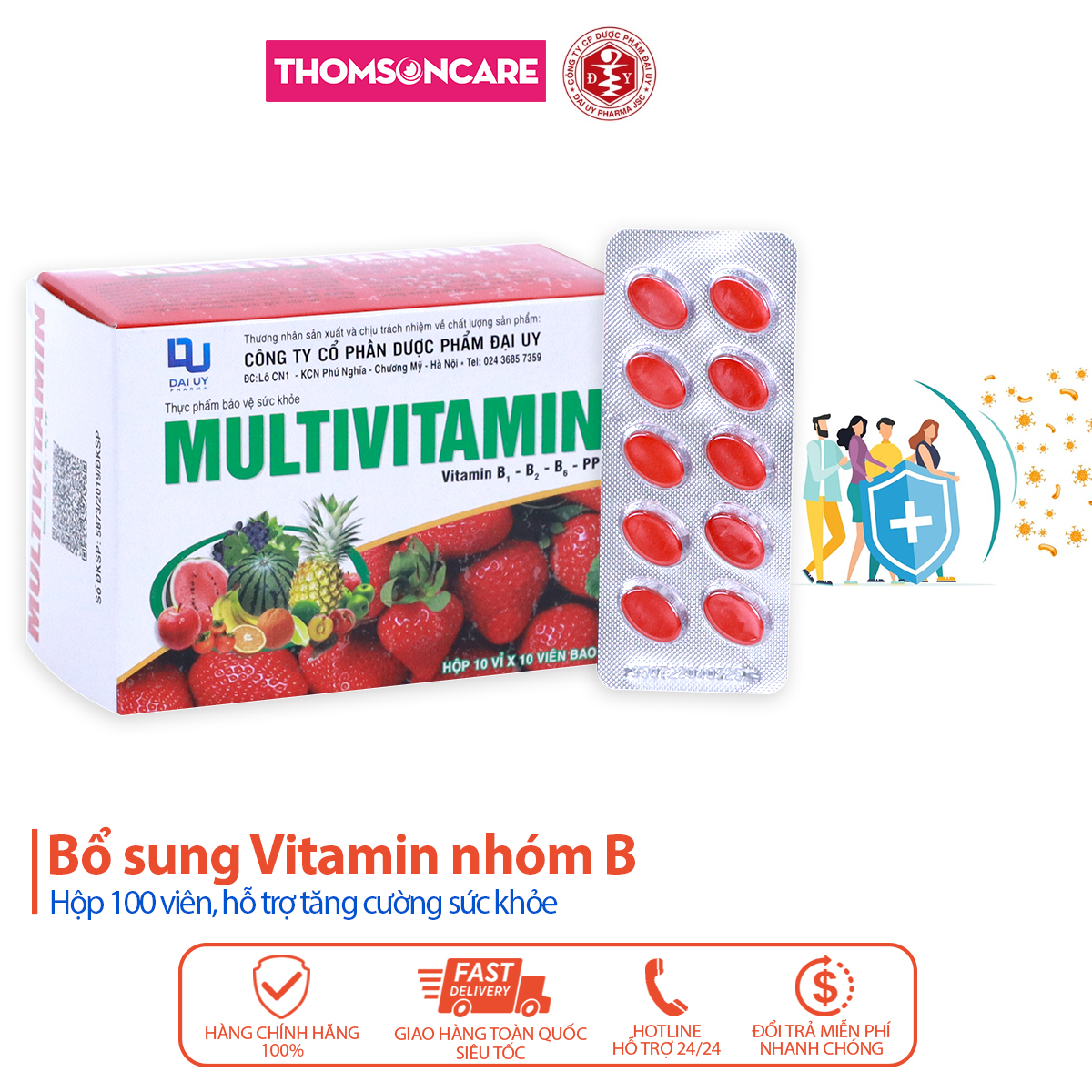 Vitamin tổng hợp Multivitamin B1 B2 B6 PP dành cho người gầy yếu, mệt mỏi
