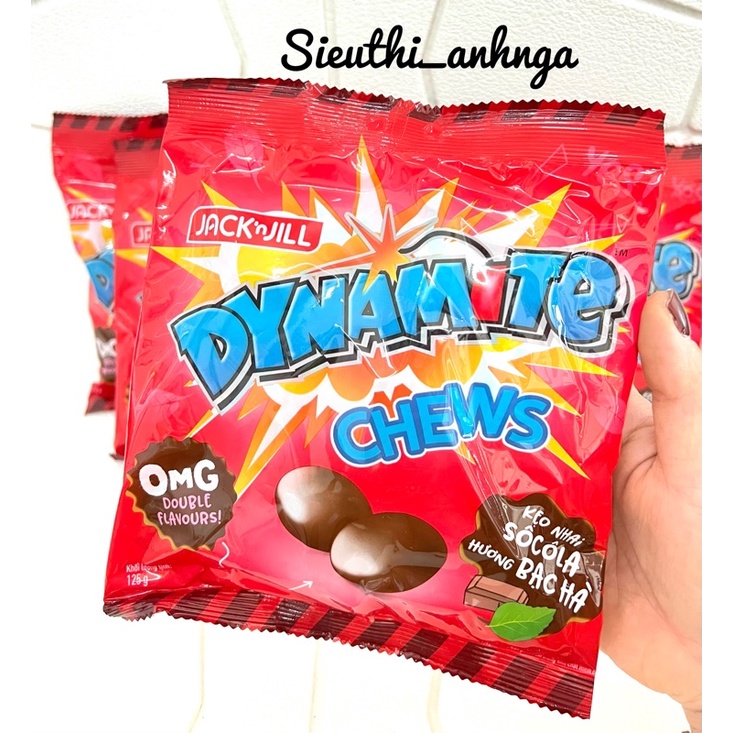 Kẹo Socola 3 Viên Dynamite Chews Hương bạc hà/Dâu Cam