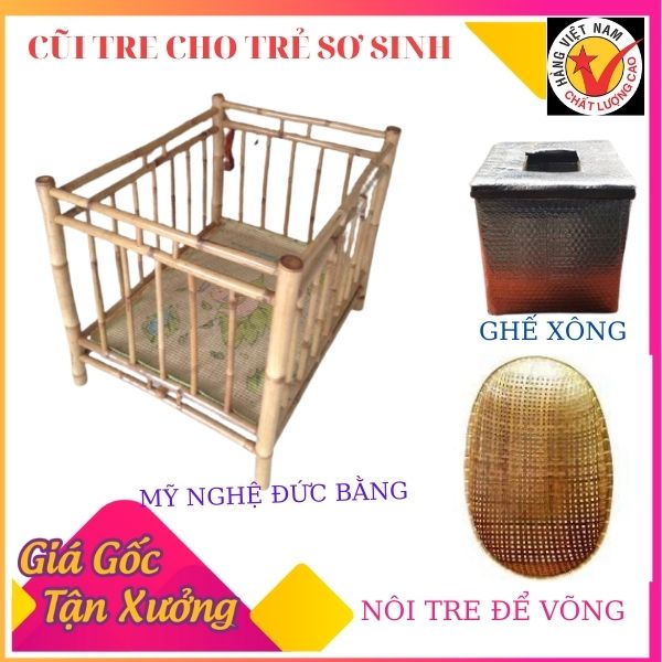 Cũi tre cho bé, ,nôi cũi  trẻ em , nôi trẻ em tập đứng ,tập đi  (tặng miếng xốp lót cũi )