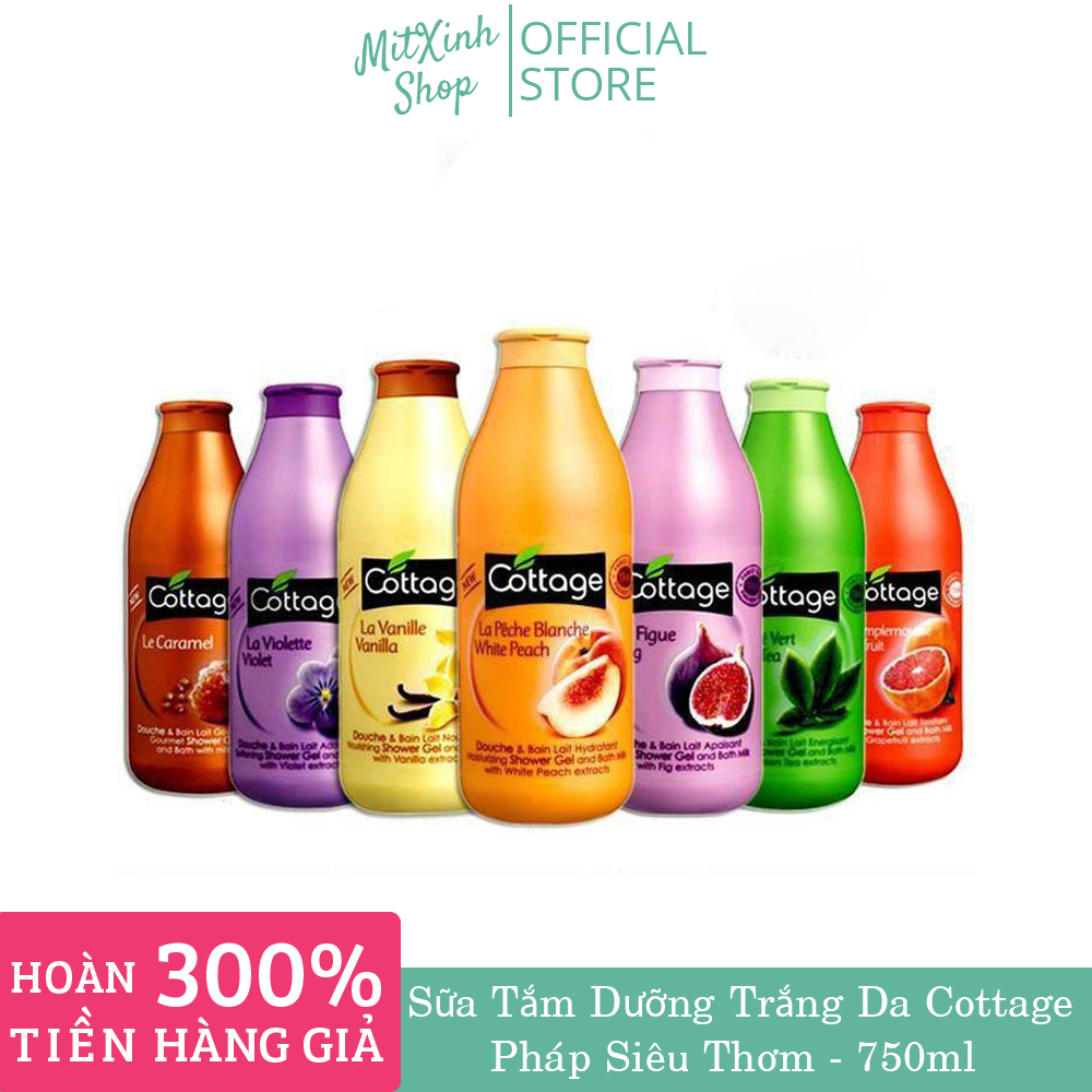 Sữa tắm dưỡng trắng da cottage 750ml của pháp
