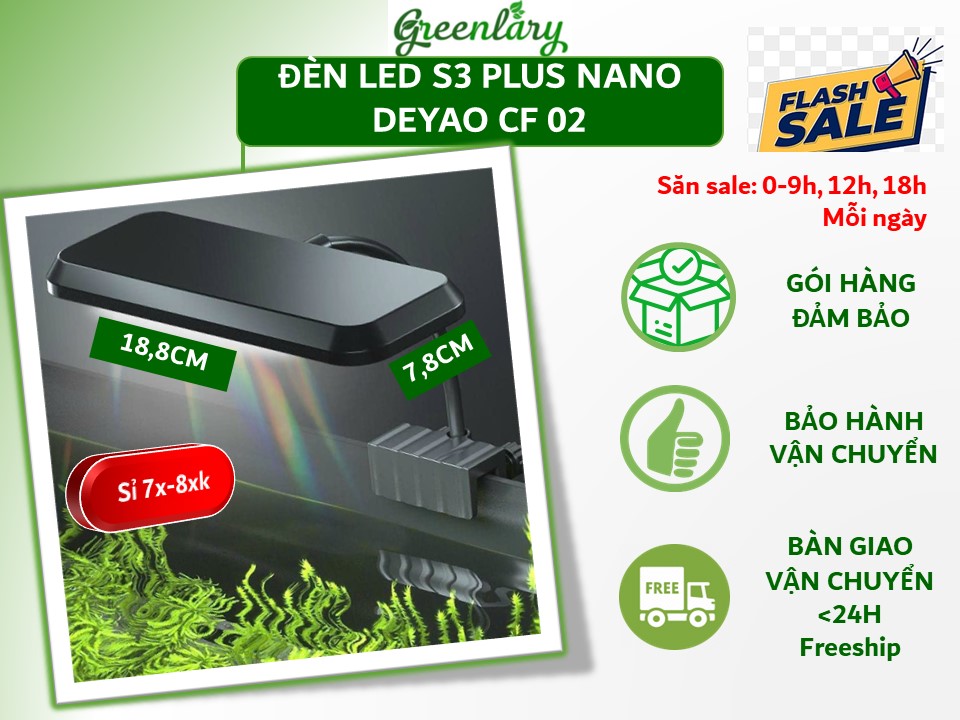 Đèn led kẹp deyao cf 02, s3 plus nano rgb 13w cho bể bán cạn terrarium tiểu cảnh