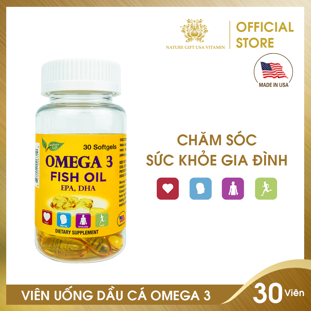 Viên uống dầu cá omega 3 bổ sung epa & dha tốt cho tim mạch bổ mắt và bổ não - nature gift usa