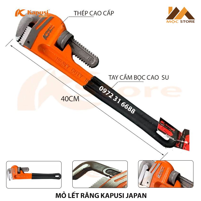 Mỏ lết sửa ống nước 18in/40cm kapusi japan - mỏ lết răng - kìm nước đa năng chuyên dụng tiêu chuẩn nhật bản - kìm cá sấu