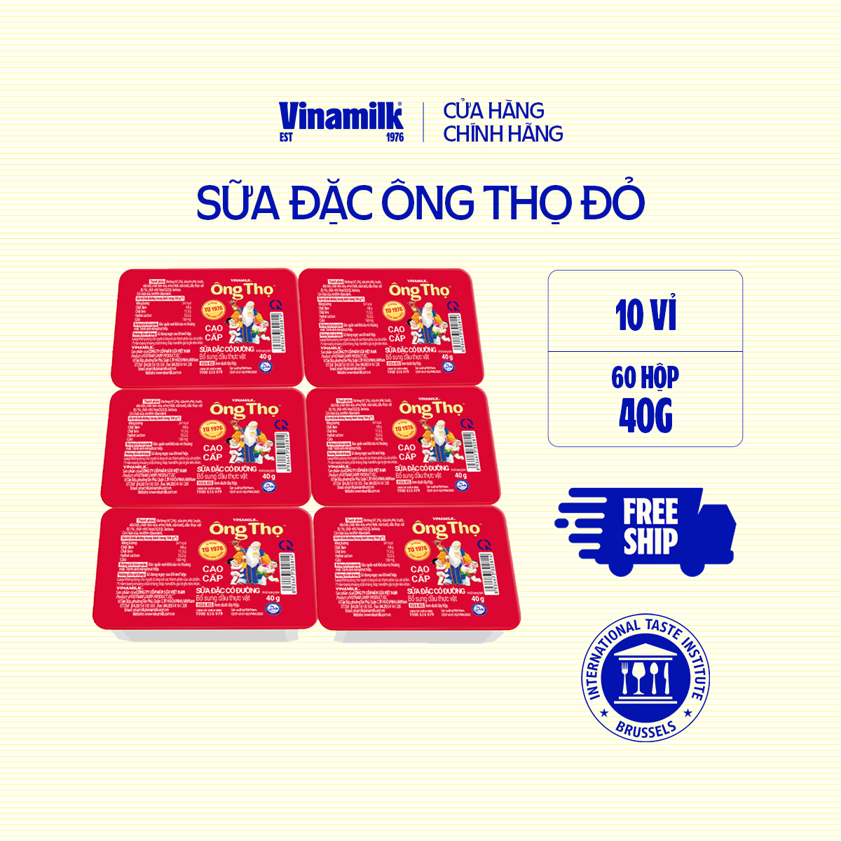 Bộ 10 Vỉ Sữa đặc có đường Ông Thọ đỏ Vinamilk 6 Hộp x 40g