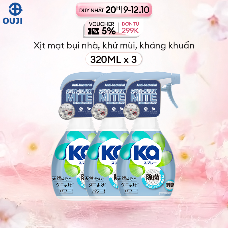 Combo 3 Chai Xịt thơm vải chống mạt bụi KA (320ml/ Chai)