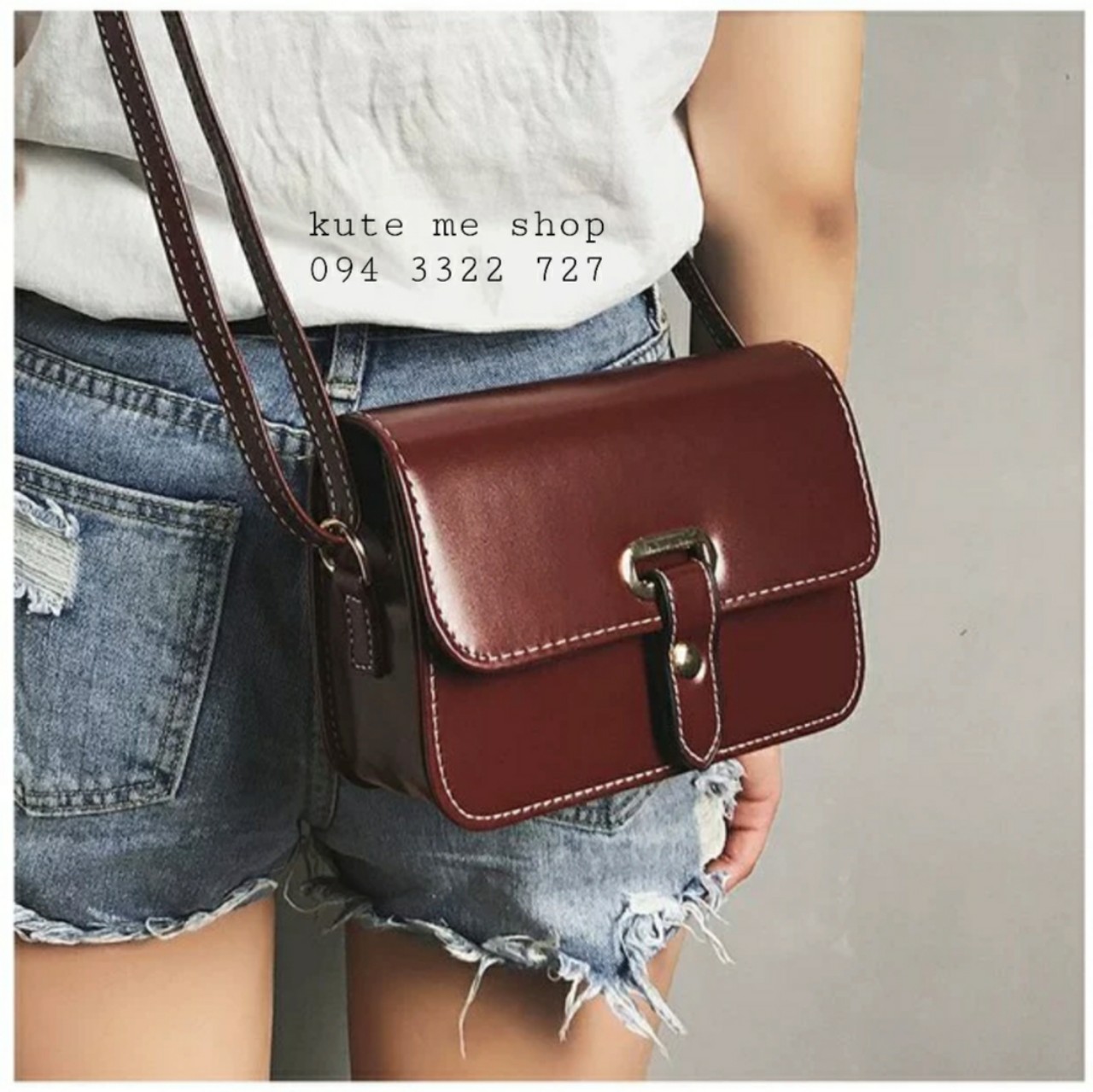Túi da đẹp, hình hộp chữ nhật, size nhỏ