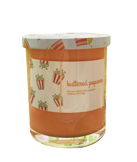 Nến thơm Richly scented candle, hương bơ và ngô, butter popcorn, nắp nhôm hũ thủy tinh cam , thư giãn nhẹ nhàng
