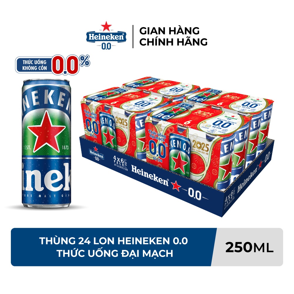 Thùng 24 lon Thức uống đại mạch Heineken 0.0 330ml/lon - Bao Bì Xuân