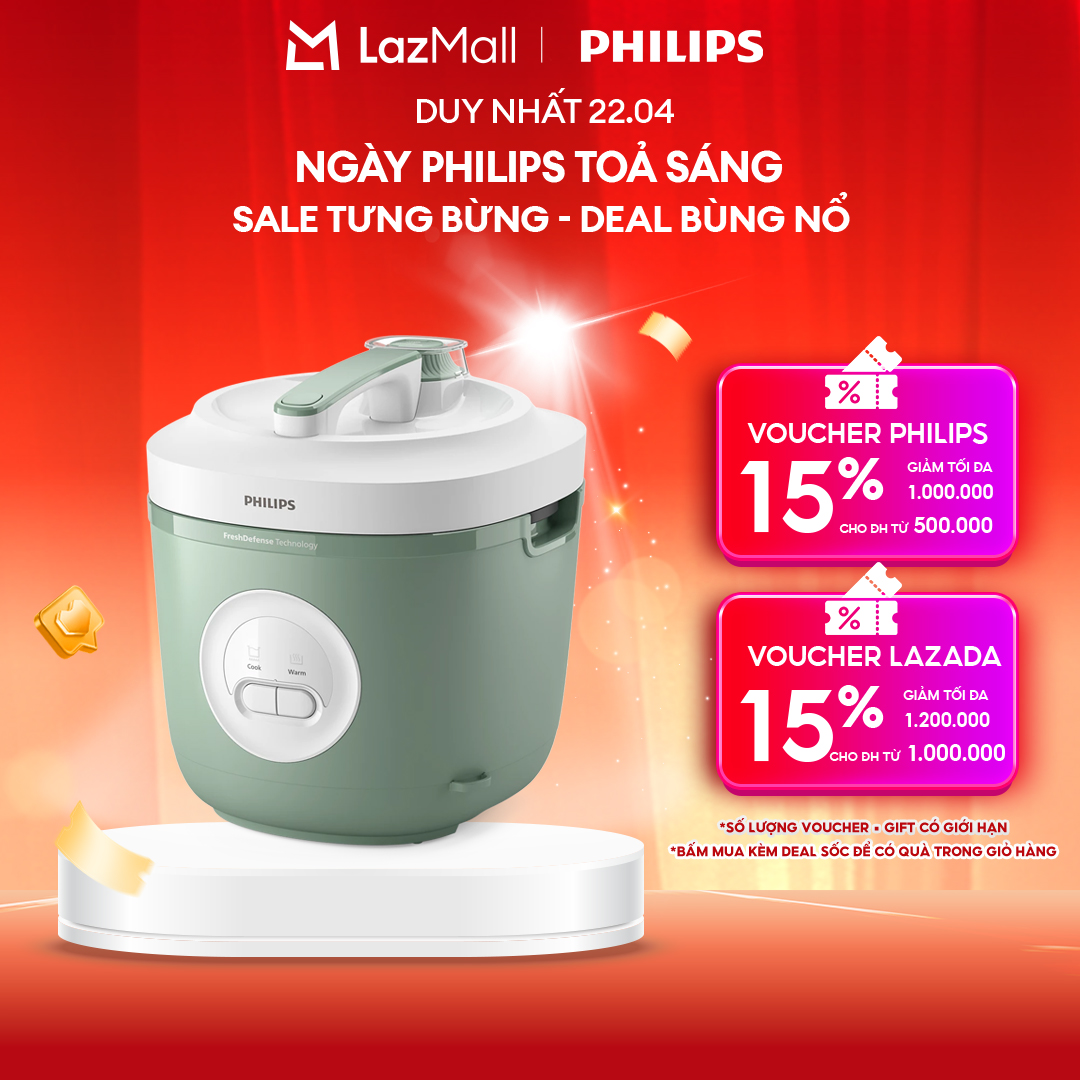 [NGÀY THƯƠNG HIỆU TỎA SÁNG DUY NHẤT 22.04] Nồi Cơm Điện Philips Dòng 3000 Series Philips HD3212/32 - Hàng Phân Phối Chính Hãng
