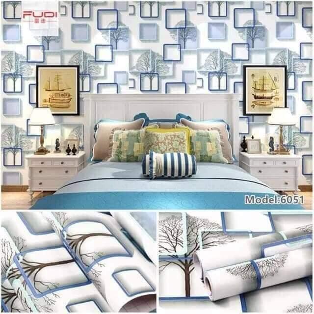 xả giấy dán tường Ô Vuông Xanh (Khổ 10met x 0.45met) - Bách Hóa Susu. Độ bền cao, keo bám chắc, tuổi thọ giấy lâu.