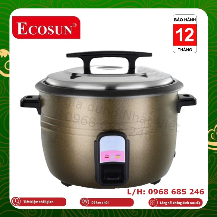 Nồi cơm điện công nghiệp lớn ecosun bm-er2800 - 14 l to chống dính bh 12t